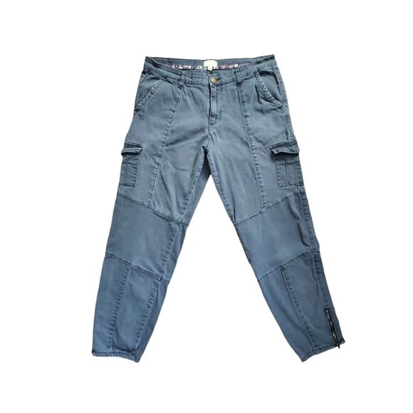 ModCloth Utility Grey Mid Rise Zipper Ankle Cargo Pants, Size XL - Picture 1 of 12